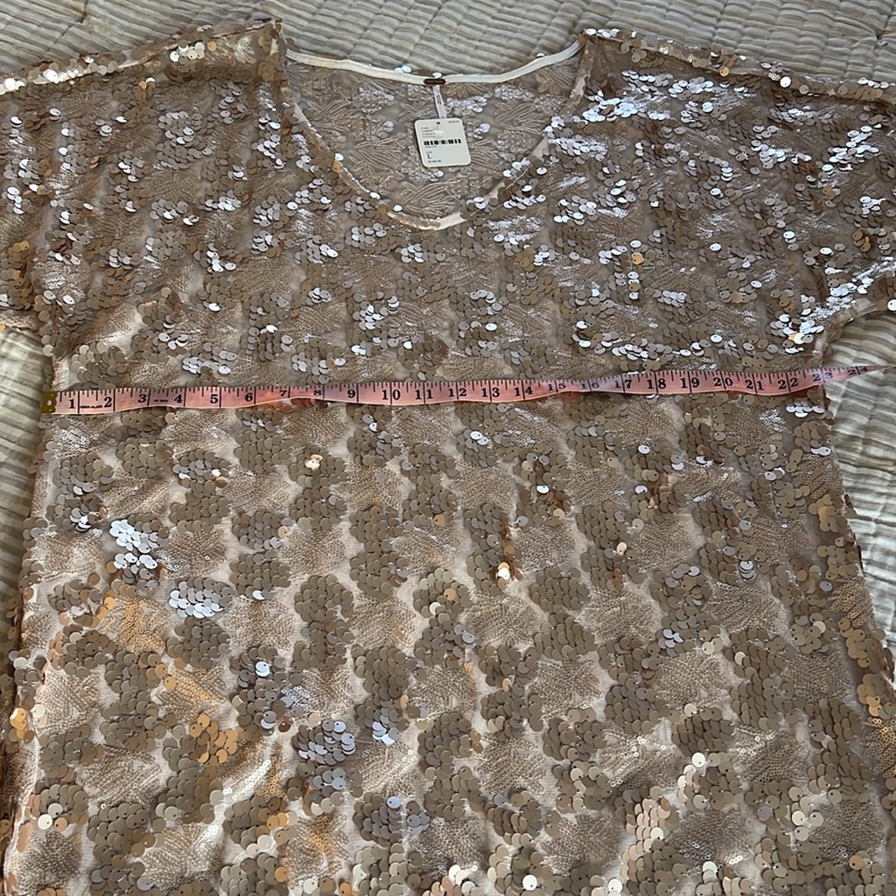 Free People Sequin Mini Dress in Rose Gold - Picture 6 of 10